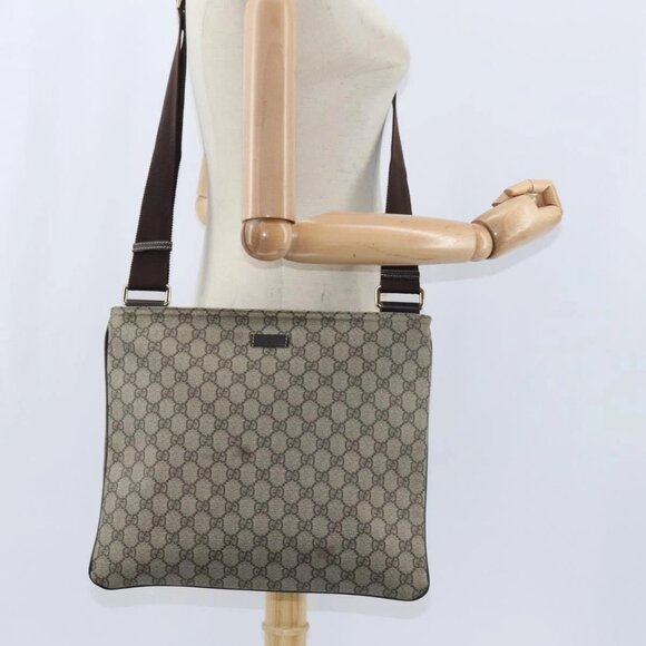 GUCCI GG Supreme Shoulder Bag PVC Beige Gold - Picture 13 of 15